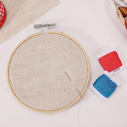Caydo 6 Pieces Aida Cloth 14 Count Linen Cross Stitch Fabric - color: Linen