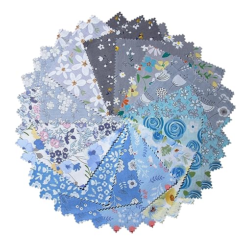 Charm Packs for Quilting 5 Inch Clearance, Quilting Cotton Fabric Squares Precut Blue and Grey Color Fabric Bundles for Craft DIY … - color: Color-4