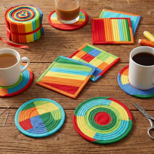 Tegeme 40 Pcs Rainbow Jelly Fabric Strips for Quilting and Sewing, 2.55" - color: Sandbeach Style