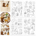 ORIGACH 4 Sheets Water Soluble Embroidery Patterns Stabilizers - Pre-Printed Western Cowboy Cowgirl Designs - Stick & Stitch Embroidery Paper for Hand Sewing Lovers - color: Western Cowboy Cowgirl