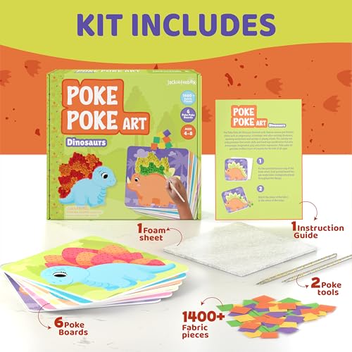 jackinthebox Poke Art Dinosaurs Crafts Kit for Kids, Boys & Girls, Ages 4-8 - style: Dinosaur