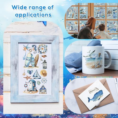 16 Sheets Nautical Rub on Transfers for Crafts Furniture Transfer - color: Nautical