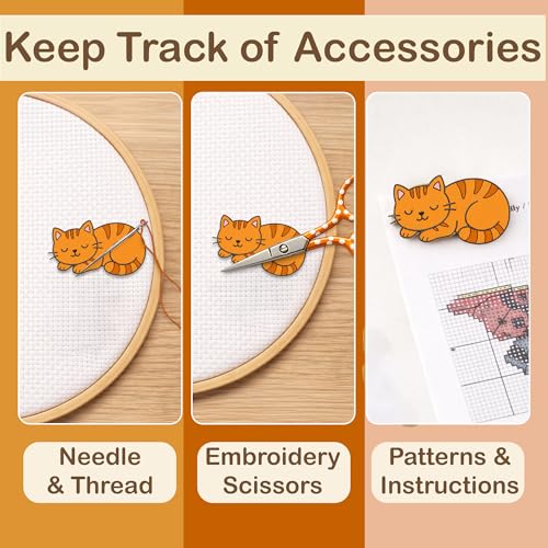 Kraftex Magnetic Needle Minder. Needleminder for Embroidery & Sewing. Cute Needlepoint Accessories. Magnetic Needle Holder for Cross Stitch. Cute Magnet Pin Gift, Orange Cat - color: Orange Cat