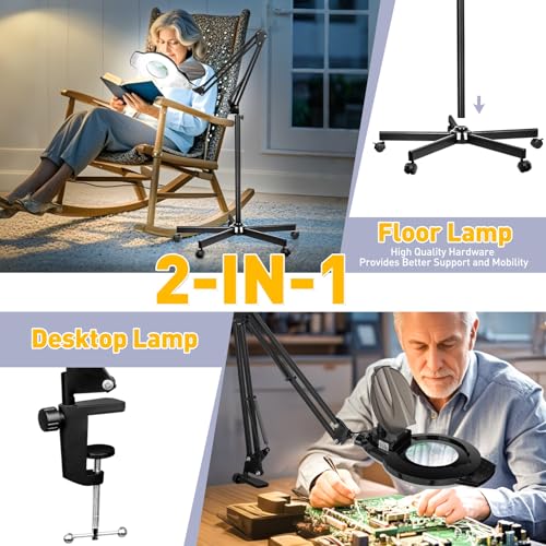 2200 Lumens Mag Lamp for Estheticians, 2-in-1 Magnifier Floor Light - color: Black