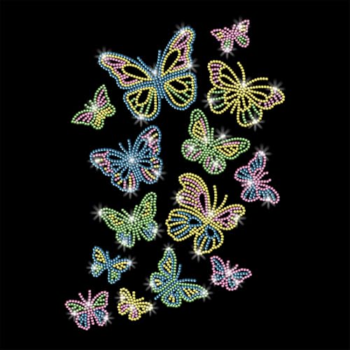 14 Pcs Butterfly Rhinestone Iron on Hotfix Transfer Decal, Bling DIY Patch Clothing Repair Applique T-Shirt Vest Shoes Hat Jacket Decor Clothing DIY Accessories - style: Butterfly