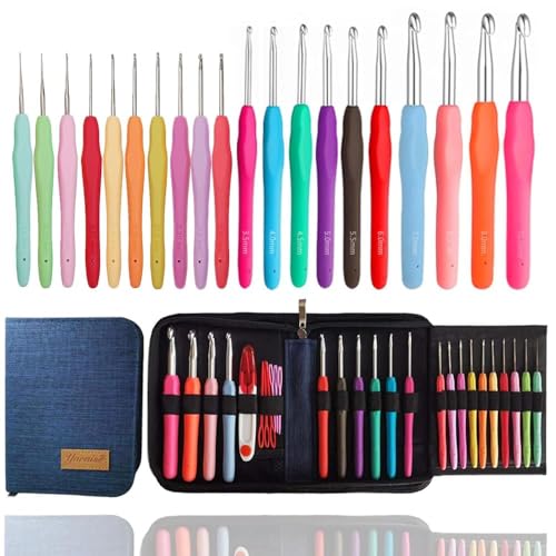 Yarniss 20 Size Crochet Hooks 0.5mm-10mm,Ergonomic Hook for Arthritic Hand - size: 20 Size (0.5~10.0mm)