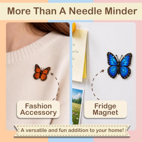 Kraftex Magnetic Needle Minder. Needleminder for Embroidery & Sewing. Cute Needlepoint Accessories. Magnetic Needle Holder for Cross Stitch. Cute Magnet Pin Gift - color: Butterfly