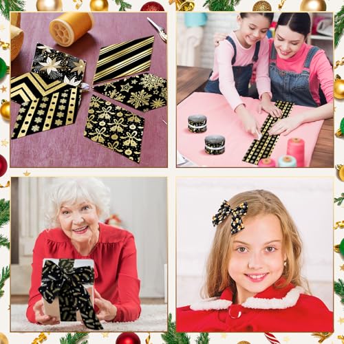 Hosuly 40 Pcs Black Gold Christmas Fabric Jelly Cotton Strips for Quilting - color: Black Gold Christmas