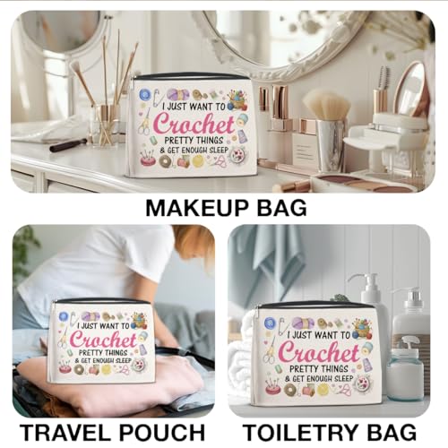 Crochet Gifts Makeup Bag for Women Knitters Crocheters - color: Multicolor E