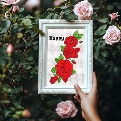 BENECREAT 4 Sheets Roses Sewing Embroidery Stabilizers, 42pcs Flowers Embroidery Paper with Pre-Printed Water Soluble Stabilizer for Embroidery Hand Sewing Lover Beginners - color: Roses