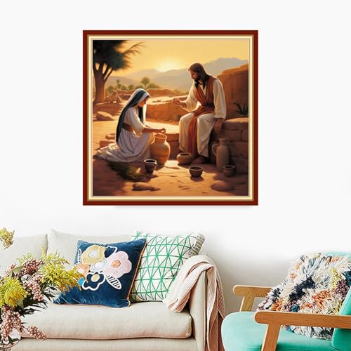 Foxdiviy Stamped Cross Stitch Kits Full Range of Embroidery Needlework Starter Kits for Beginners Adults 11CT Embroidery Patterns Art Crafts DIY Needlepoint Kits-Jesuit Women 18x18 inch - color: Stamped Set 18