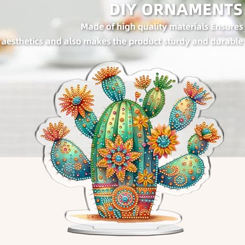 POETRYDRAW Diamond Art Ornament Desktop Kit Cactus, Stand Up Diamonds Painting Ornament for Adults, 5D DIY Special Diamond Gem Craft Tabletop Placement Board Kit - color: Cactus
