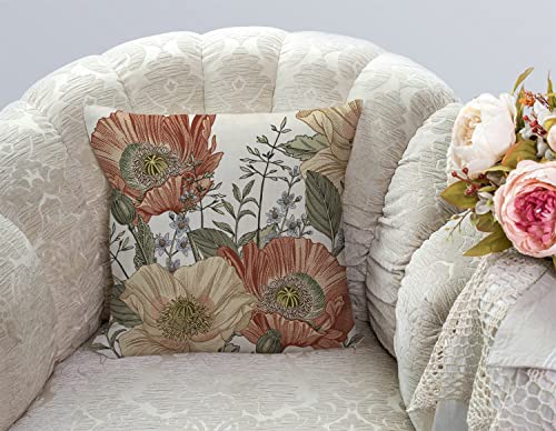TSSOHU Vintage Flowers Pillow Cover Rustic Cotton Linen Decorative Square Throw Pillow Cover 18x18 Inch for Sofa Couch Decoration - color: Tss30