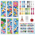 INFUNLY 6 Set Koi Fish DIY Cross Stitch Bookmark Kits for Adults Lotus Pond Counted Cross Stitch Kit with Instructions Koi Fishes Stamped Embroidery Bookmark Kit for Book Lovers Readers Gift - style: Koi Fish