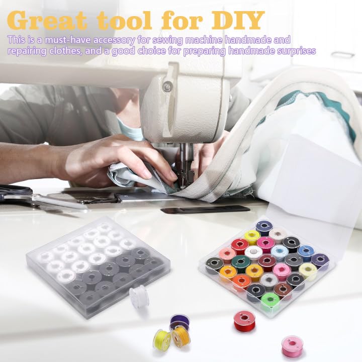 UzecPk 25pcs White Thread for Sewing, Embroidery Bobbins, Bobbin Thread - color: 25 White, size: 25 Pcs