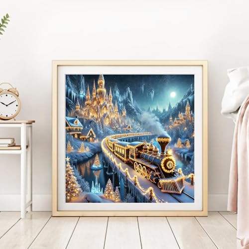 KTHOFCY 5D DIY Holiday Winter Christmas Fantasy World Diamond Painting Kits for Adults,Christmas Scene Full Drill Embroidery Cross Stitch Crystal Painting Wall Decor Painting Dots Kits 11.8X11.8inch