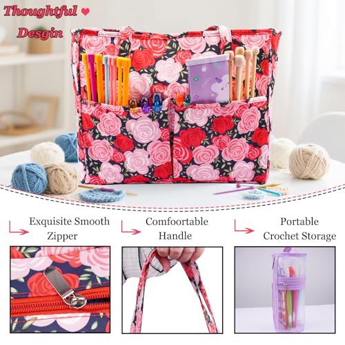 Hobekoee Crochet Bag Organizer Yarn Storage Organizer - color: Red