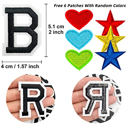 Jongdari Iron on Letters, 110 Pcs Alphabet Patches, Decorate Repair Letter Patches for Clothing Shirts Jackets Hats Jeans Shoes Bags (Black) - color: Black, size: 104 Letters + 6 Patches