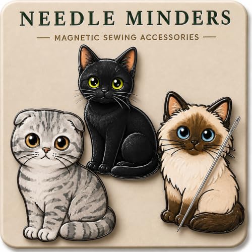 Kraftex Magnetic Needle Minder. Needleminder for Embroidery & Sewing. Cute Needlepoint Accessories. Magnetic Needle Holder for Cross Stitch. Cute Magnet Pin Gift - color: Cats 2