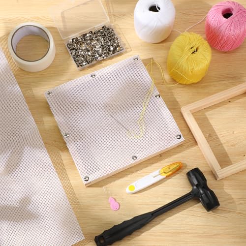 Knitgrip 8 Pack 8 x 8 Inches Needlepoint Canvas 10 Mesh Blank White Canvas Pure Cotton Needlepoint Mesh Twist Interlock for Embroidery DIY Knit Crochet Projects Make Dividers - size: 8 x 8 Inches