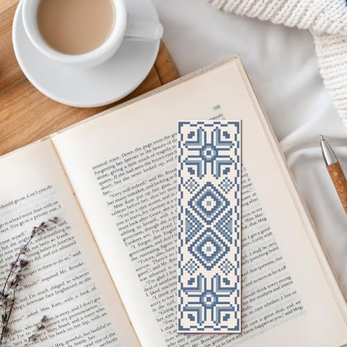 FREEBLOSS 6 Set Cross Stitch Bookmark Kit Bohemian Folk Pattern 8 * 2.4" - style: Victoria Pattern