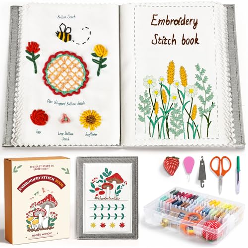 CYANFOUR 2026 New Embroidery Stitch Book Kit for Adults Beginners - color: embroidery book kit