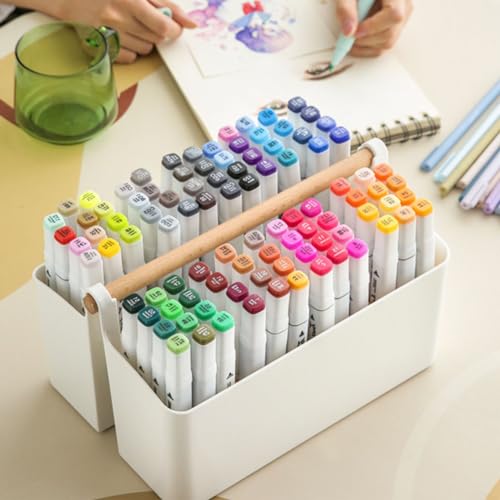 2 Pack Art Supply Caddy Organizer with Handle,Colored Pencil Holder Markers - color: Pink Divider