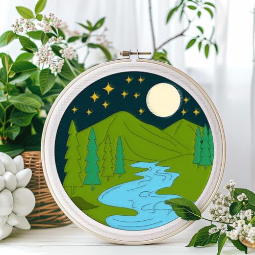 BENECREAT 4Sheets 17Pcs Water Soluble Embroidery, 11.7x8.3inch Camping Forest Pattern Transfers Water Soluble Stabilizer for Embroidery Stick and Stitch Embroidery Designs - style: Camping Forest