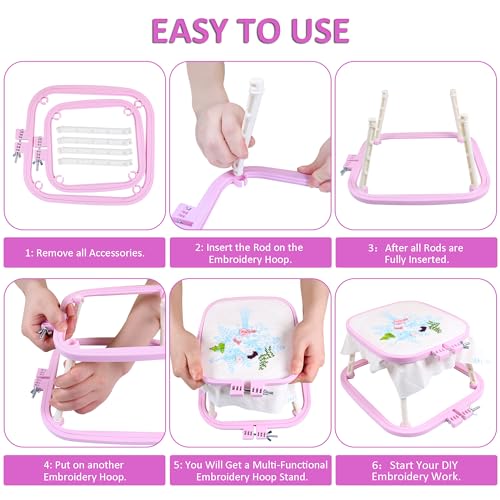 guofa Square Embroidery Hoop Stand，ABS Plastic Cross Stitch Stand, Embroidery Hoop Holder for DIY Craft, Punch Needle Hoop, Sewing Needlepoint Frame Stand (green) - color: green
