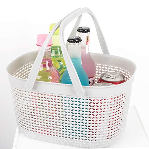 rejomiik Portable Plastic Shower Caddy Basket with Handles, Gray - color: Grey, size: 1 pack