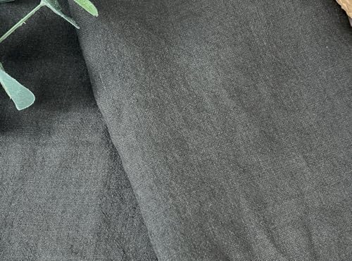 The Linen Lab | 100% Pure Linen Fabric from High-Twisted Yarn – Lightweight, Pre-Washed and Crisp, Cool & Soft Touch – 52" Width – for Apparel & Sewing (Dark Green 6675, 1 Yard pre Cut) - color: Dark Green 6675, size: 1 yard pre cut