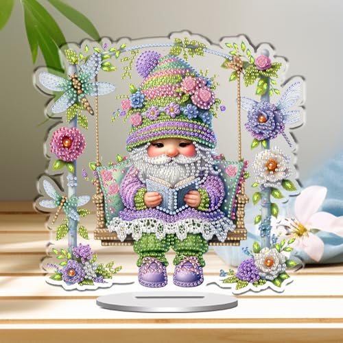 POETRYDRAW DIY Diamond Art Ornament Desktop Kit Goblin, Stand Up Acrylic Diamonds Painting Ornament for Adults, 5D Special Diamond Gem Craft Tabletop Placement Board Kit - color: Goblin