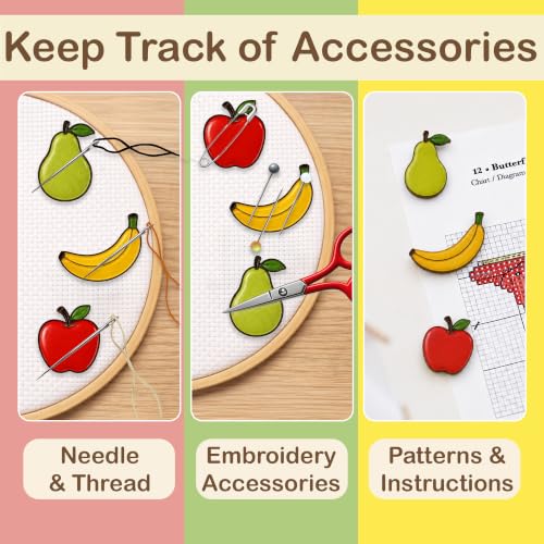 Kraftex Magnetic Needle Minder. Needleminder for Embroidery & Sewing. Cute Needlepoint Accessories. Magnetic Needle Holder for Cross Stitch. Cute Magnet Pin Gift - color: Fruits PBA