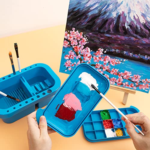MyLifeUNIT Paint Brush Cleaner, Paint Brush Holder with Palette, Royal Blue - color: Royal Blue