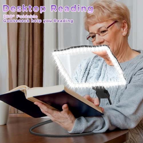 Large 10X Rechargeable Hands Free Magnifying Glass for Reading with Light