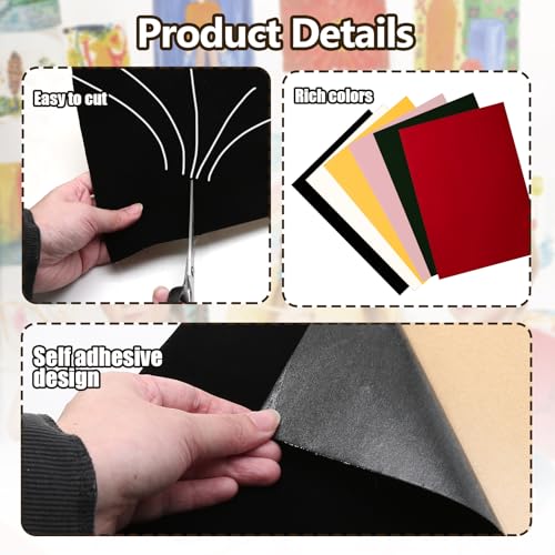 Biaungdo Black Self Adhesive Felt Sheets, 8 x 12 Inch, 12 Pcs - color: Black