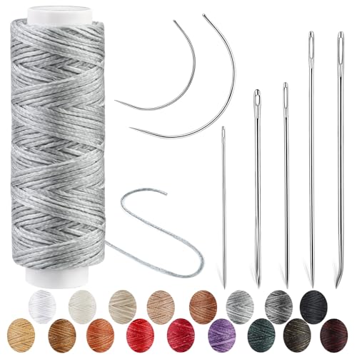 Waxed Thread, Upholstery Needle and Thread 32 Yards Light Gray - color: Light Gray, size: 32Yard
