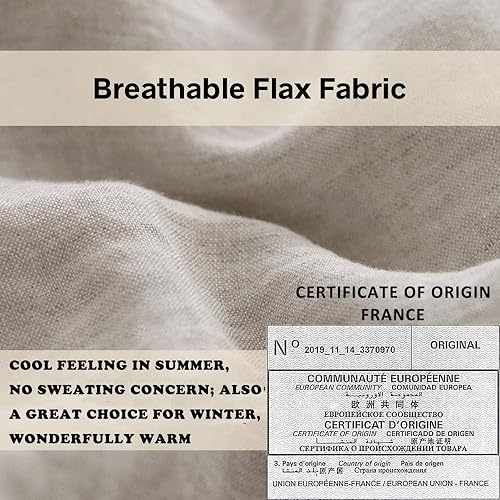 Simple&Opulence 100% Linen Duvet Cover Set with Embroidery Border Washed - 2 Pieces (1 Duvet Cover & 1 Pillow Sham) with Button Closure Soft Breathable Farmhouse - Linen, Twin Size - color: Linen, size: Twin