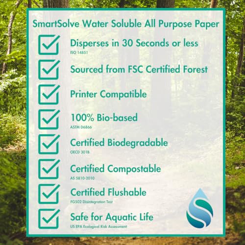 3 pt. Water-Soluble Paper | Dissolves Quickly in Water | Biodegradable | Eco-Friendly | Printer Compatible | Crafts, Drawing, Notes | Letter Size, 8.5” x 11” | Pack of 100 White Sheets - style: Pack of 100 sheets