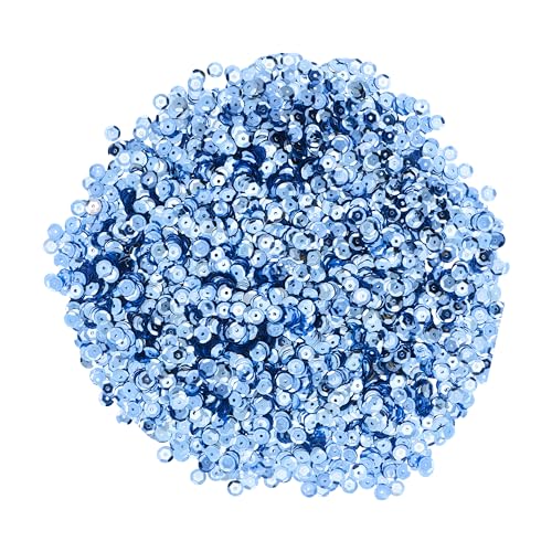 Mandala Crafts 6mm Cup Round Light Blue Sequins for Sewing Embroidery - color: Light Blue, size: 6mm Cup Sequins