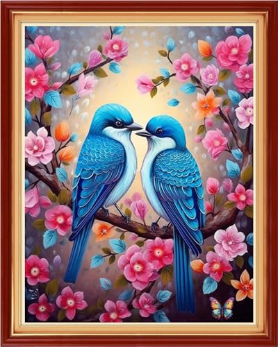 Foxhool Stamped Cross Stitch Kits,11CT Printed Cross Stitch Pattern Full Embroidery Kits for Beginner Needlepoint Kits-Pink Flower Bird 16x20 inch - color: Craftpatterns07