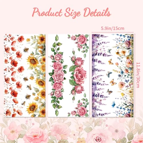 Peacoblue Floral Border Rub On Transfers for Furniture Craft 6"x12" - style: Floral Border