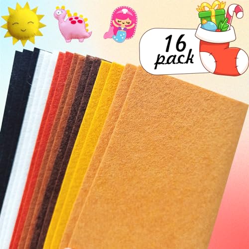 Jtnohx Felt for Crafts, 16 Pcs Felt Fabric, 7"×11.3" Stiff Felt Sheets, Craft Felt Square for Sewing (Brown White Black Series) - color: Brown Series