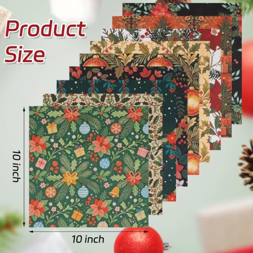 25 Pcs Christmas Cotton Fabric Squares, Christmas Morris Flowers Style - color: Christmas Morris Flowers