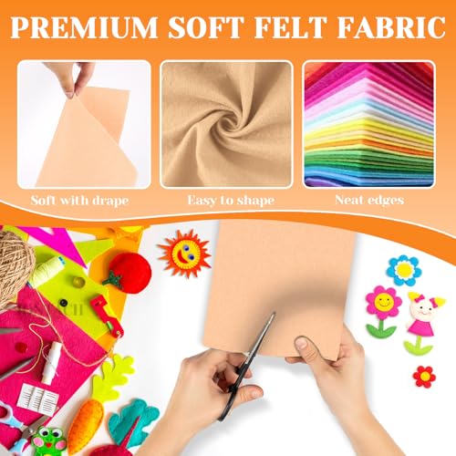 IONTACH 9" X 12" Felt Fabric Sheets 1.6mm Thick (12 Packs, Peach Fuzz) - color: Peach Fuzz