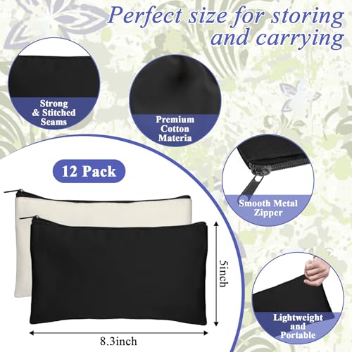 Legigo Blank Canvas Bags Zipper Pouch Makeup Bags Pencil Pouch Bulk - color: Beige+Black