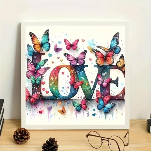 niurenmaoyi Stamped Cross Stitch Kits for Beginners,Counted Embroidery Craft Kits for Adults,Needlepoint Kits for Adults,Butterfly Love Wall Art 13.8X13.8In - color: Cross Stitch Kits0111-05