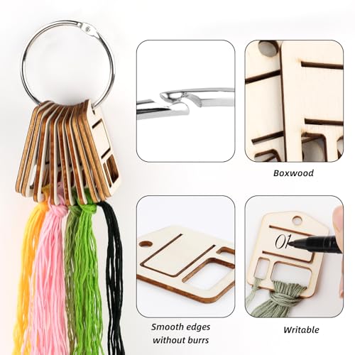 101pcs Wooden Embroidery Floss Drop,Embroidery Floss Organizer with Floss Ring Cross Stitch Bobbins for DIY Sewing Storage,Craft Supplies(Style C) - color: Square