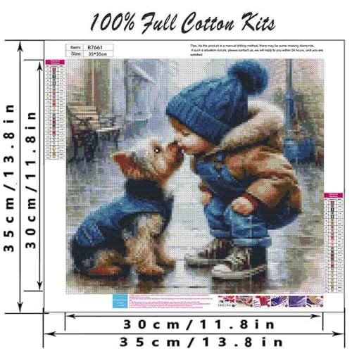 DYAIANGMU Boy Stamped Cross Stitch Kit for Adults 13.7x13.7 inches - color: red-67