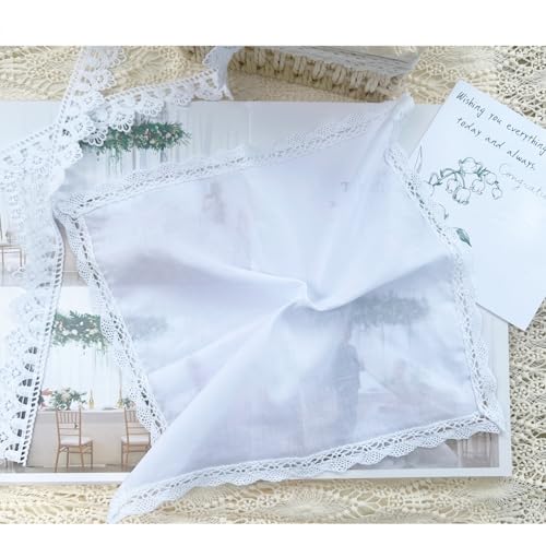 6 Pack of Ladies Embroidery Cotton Handkerchiefs Lace Wedding Hankies - color: A03-mix Card